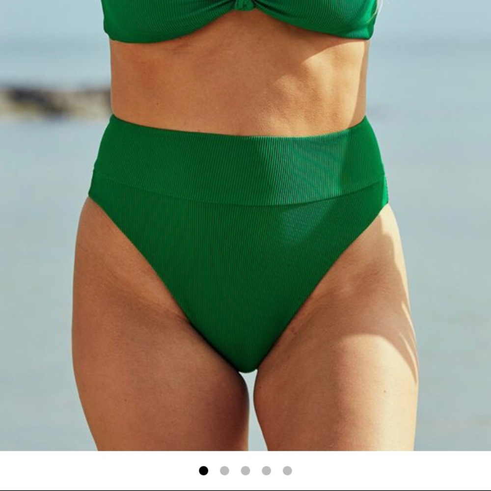 Ribbed hi cut cheeky bikini bottom (Aerie)